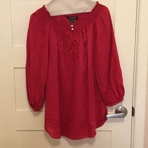 RalphLauren tunic in magenta. Size Medium. 100% linen